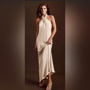 Anthropologie | BHLDN Ruby Twist Halter Gown in Champagne ZB8